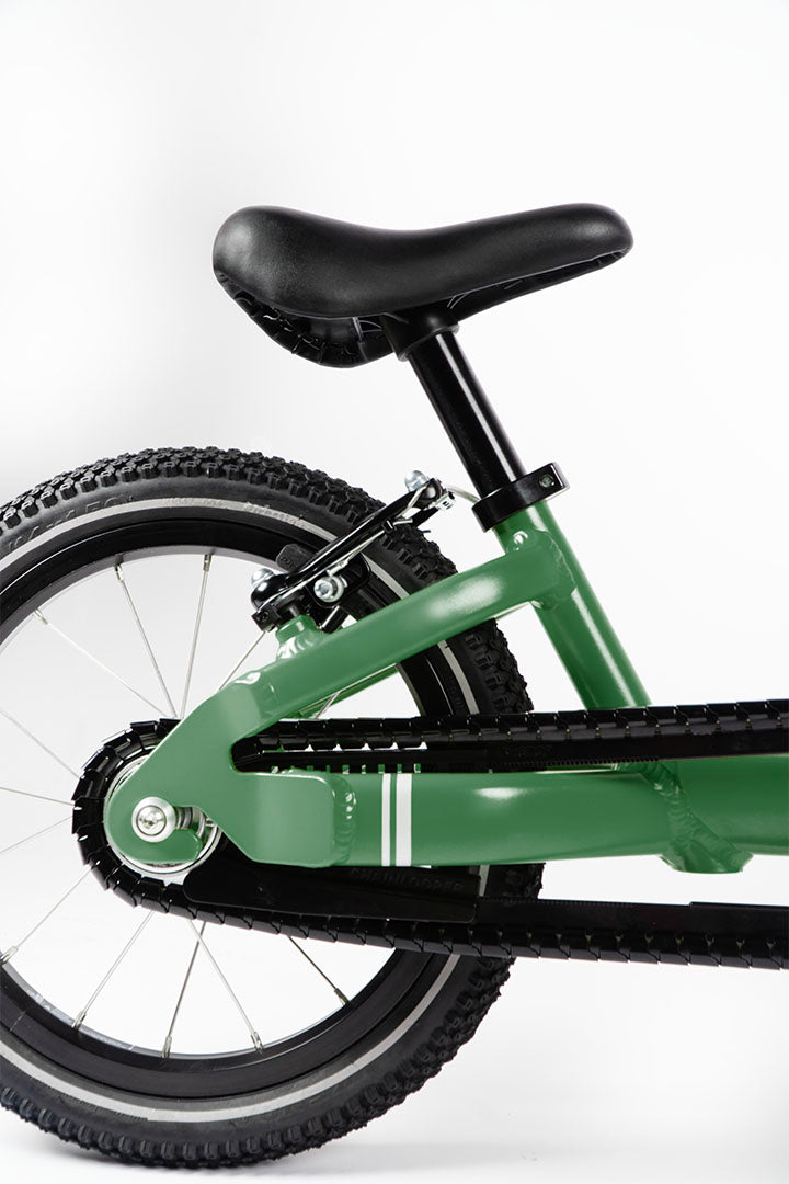 Vélo 14 pouces gibus cycles - vert - vue roue arrière