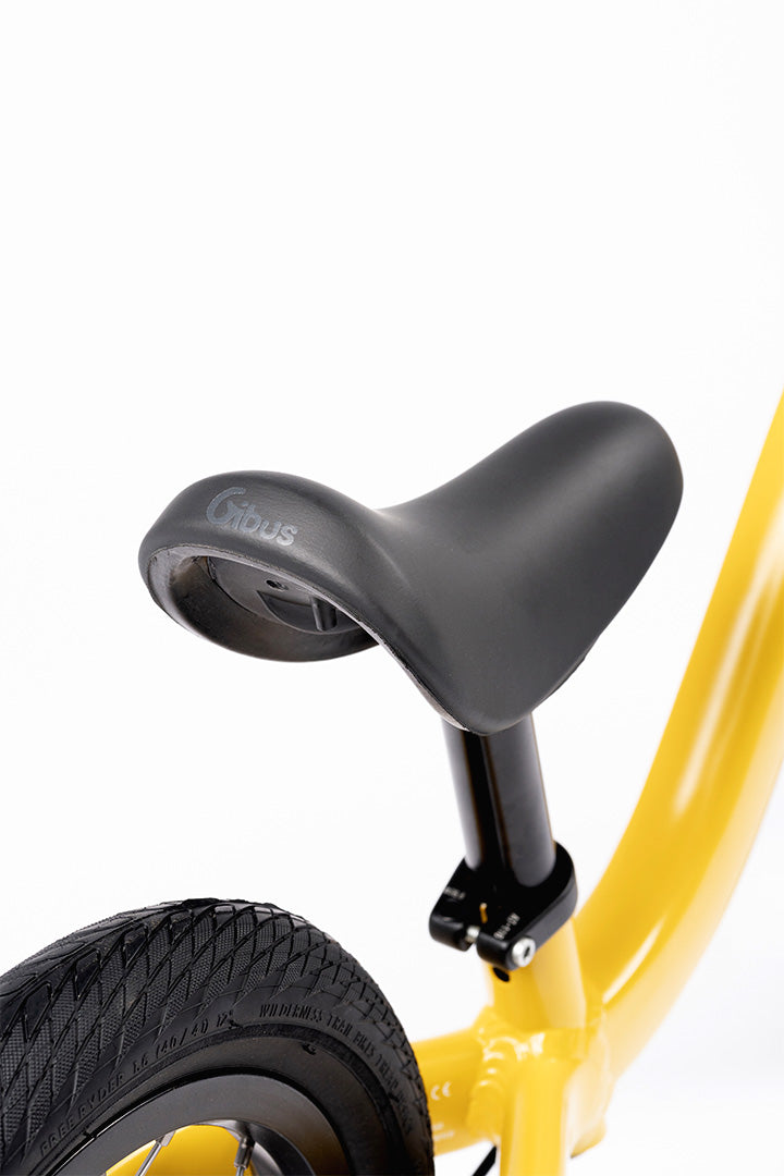 Draisienne 12 pouces jaune - Gros plan selle