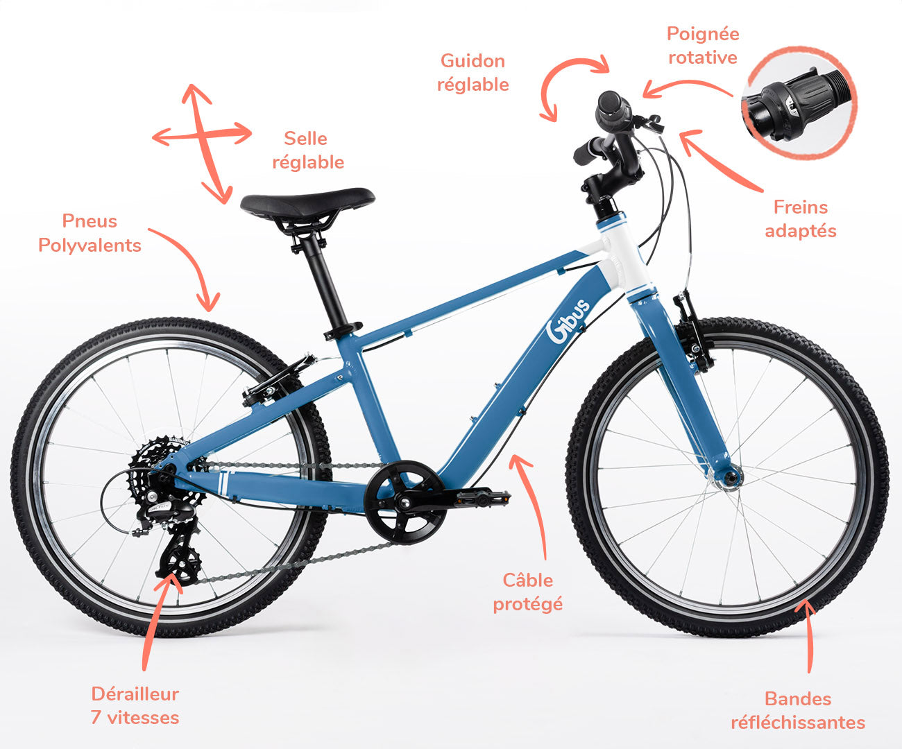 vélo gibus cycles 20 pouces - spécifications techniques