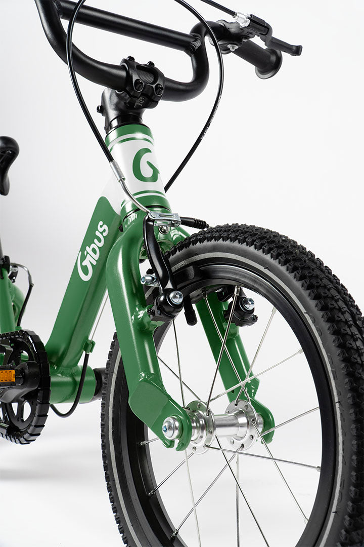 vélo 14 pouces - vert - vue guidon fourche