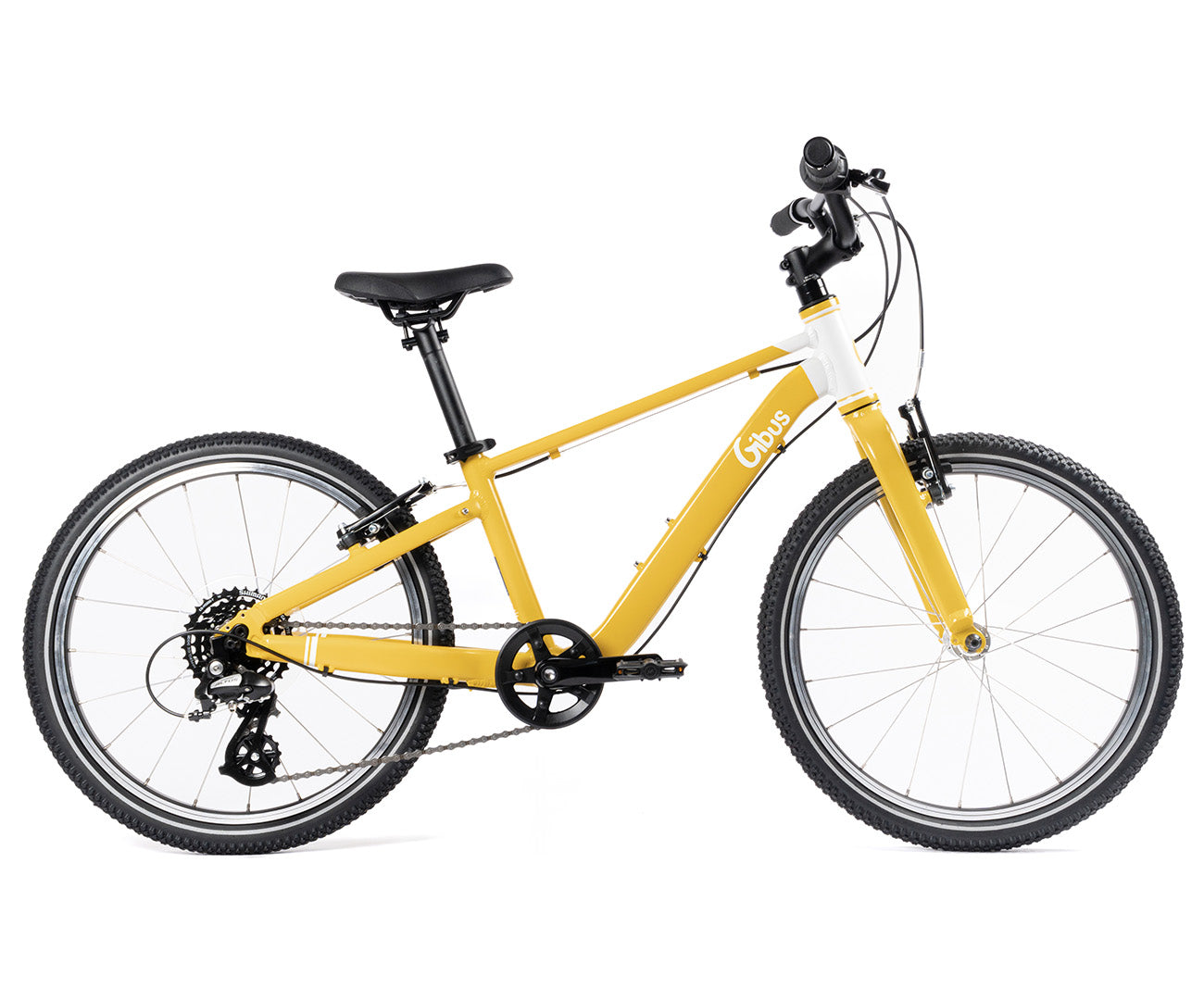 vélo enfant 20 pouces jaune gibus cycles - profil droit